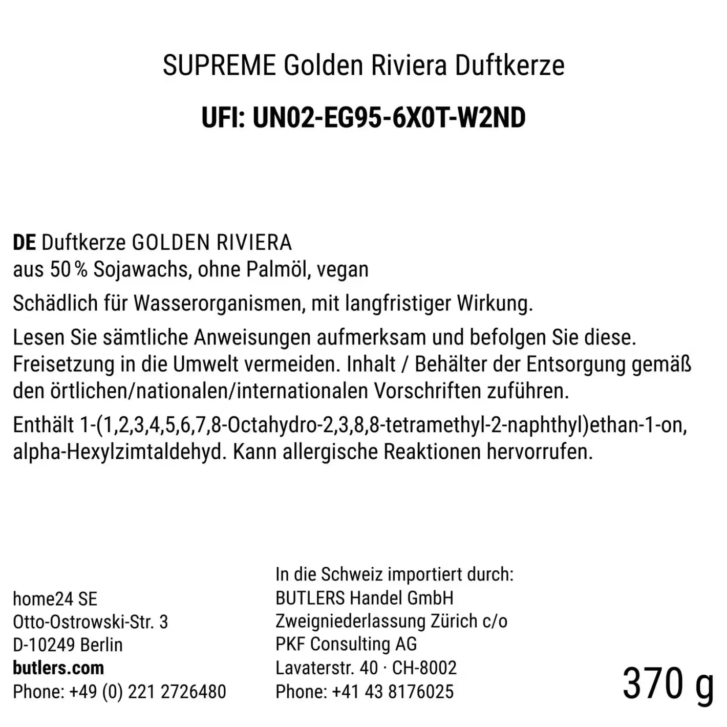 Butlers SUPREME Duftkerze Golden Riviera Best