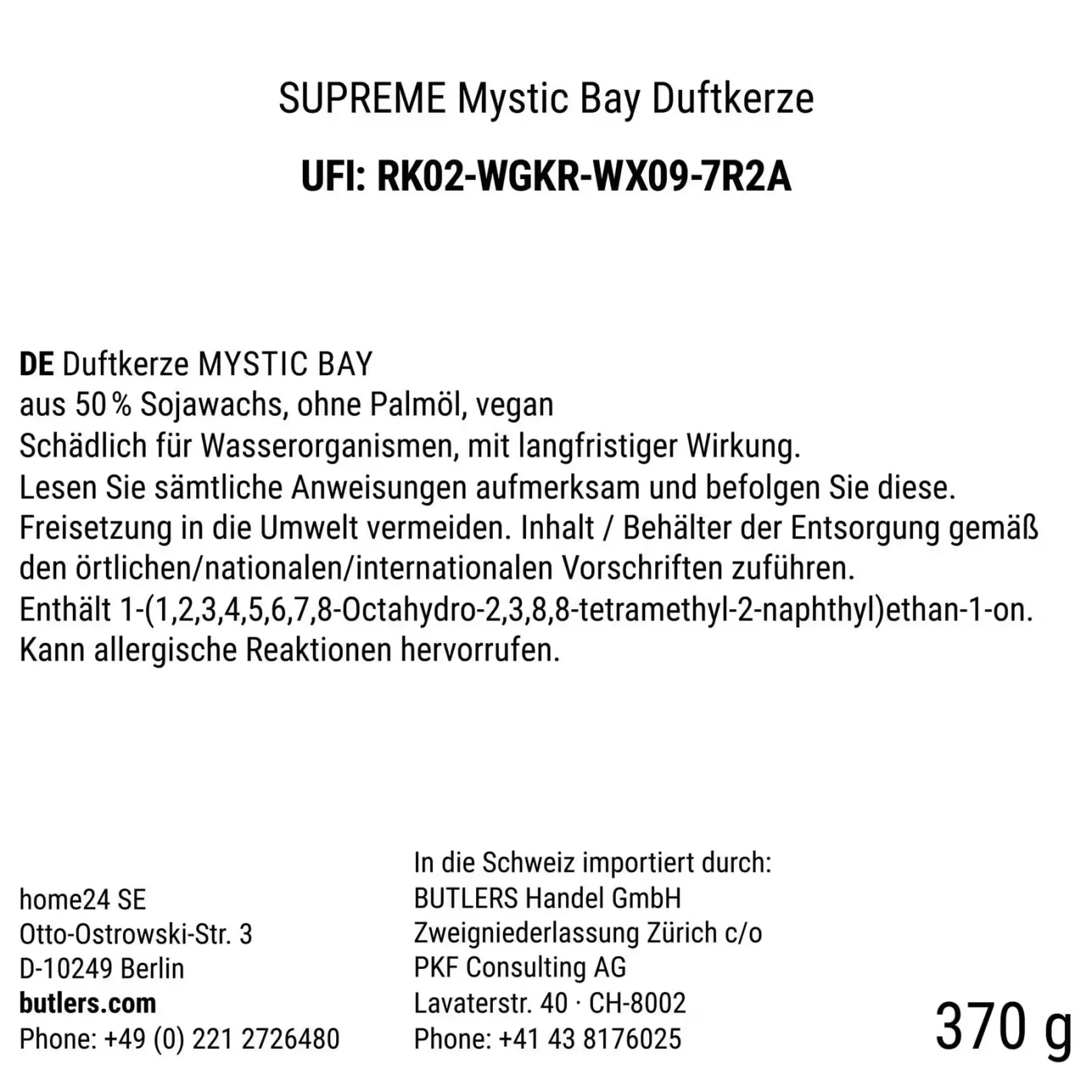 Butlers SUPREME Duftkerze Mystic Bay Outlet